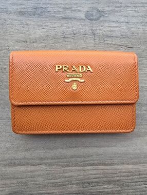 PRADA Saffiano Card Holder Capapaya Card Case Wallet